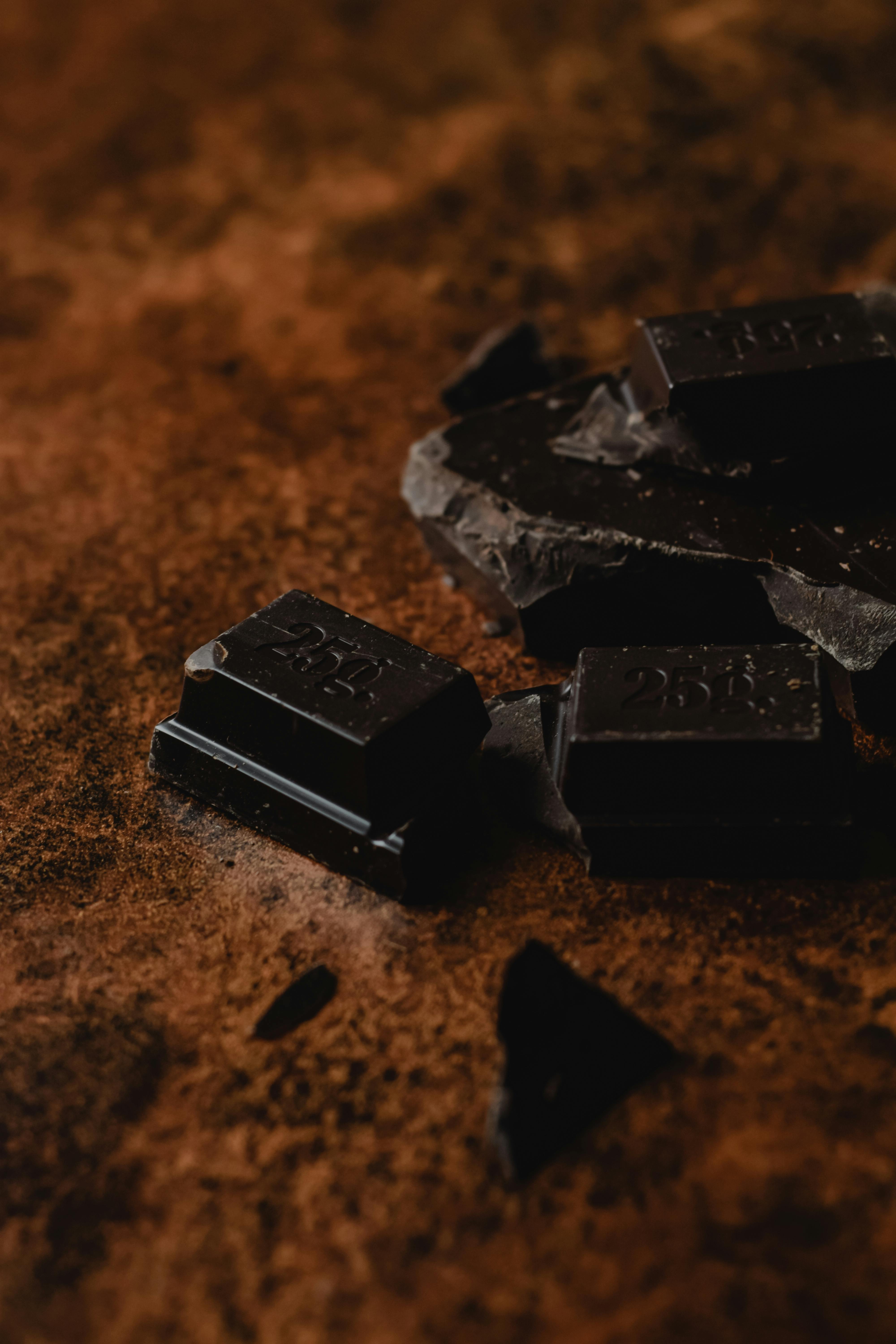 Dark chocolate up close, rich in flavonoids and antioxidants